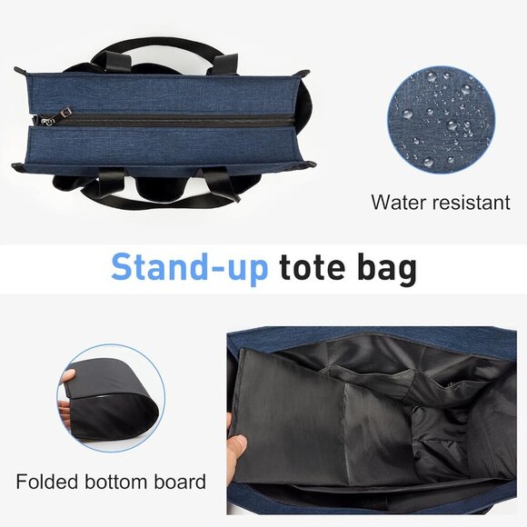 Large Nylon Tote Bag with Compartments Adjustable Strap Water Resistant - Picture 4 of 7